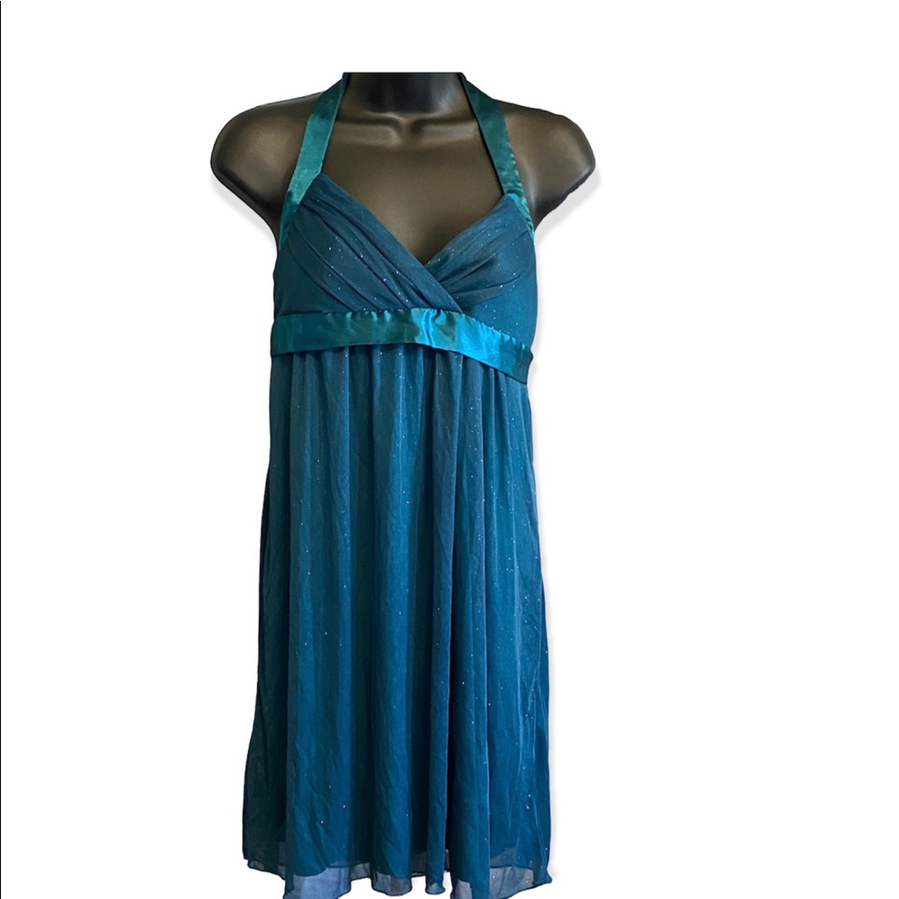 Summer Women Speechless Halter Sweetheart Skater Dress Bridal Sparkly Green M